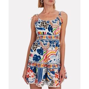 Farm Rio Wild Brazil Mini Dress Size Small Tropical Resort Vacation Tie Strap